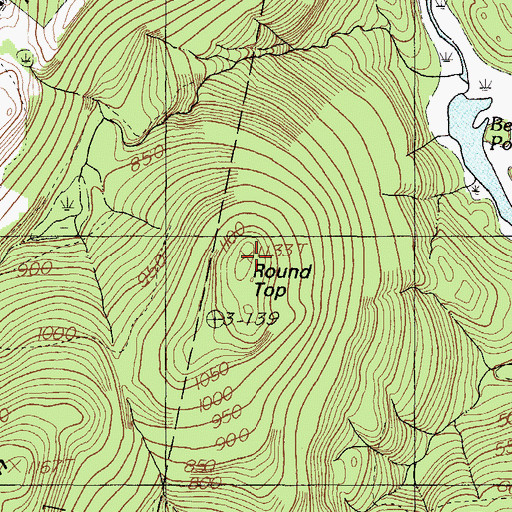 Topographic Map of Round Top, ME