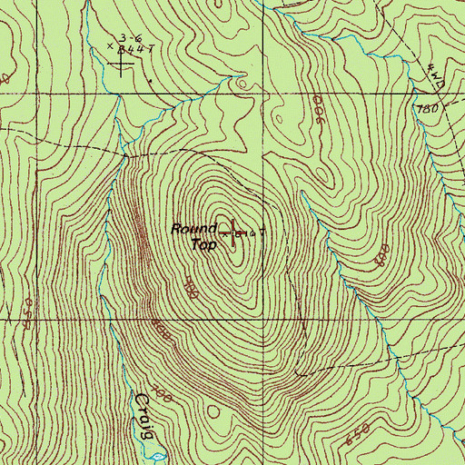 Topographic Map of Round Top, ME