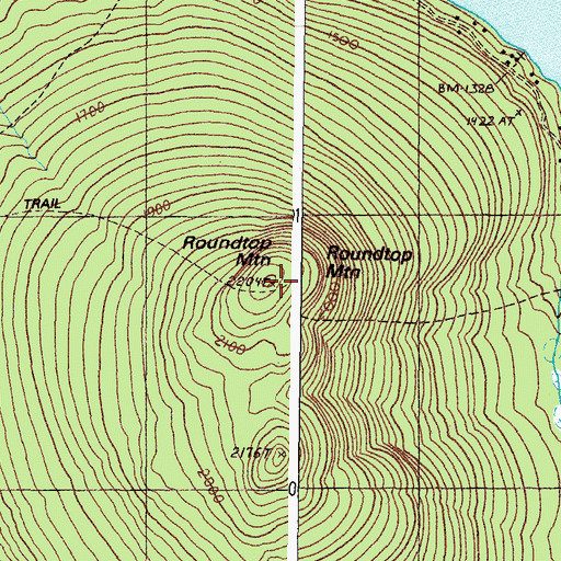 Topographic Map of Roundtop Mountain, ME