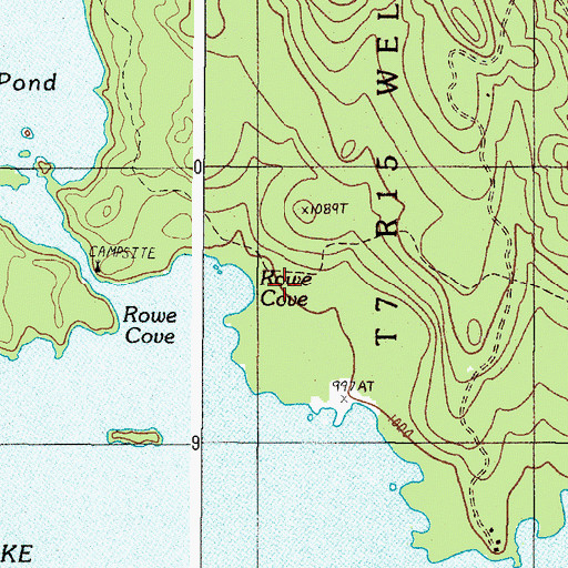 Topographic Map of Rowe Cove, ME