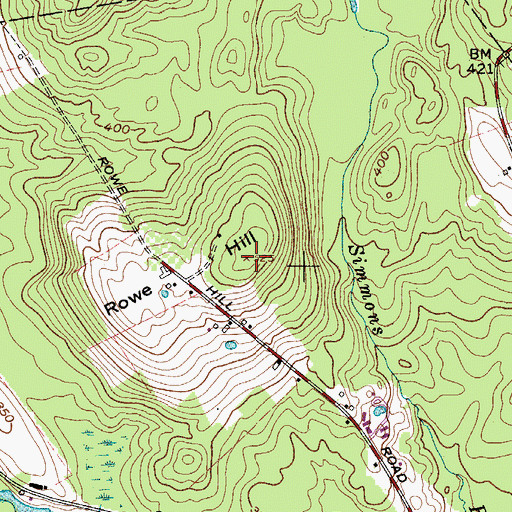 Topographic Map of Rowe Hill, ME