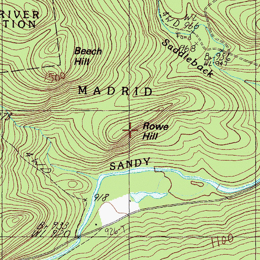Topographic Map of Rowe Hill, ME