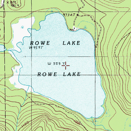 Topographic Map of Rowe Lake, ME