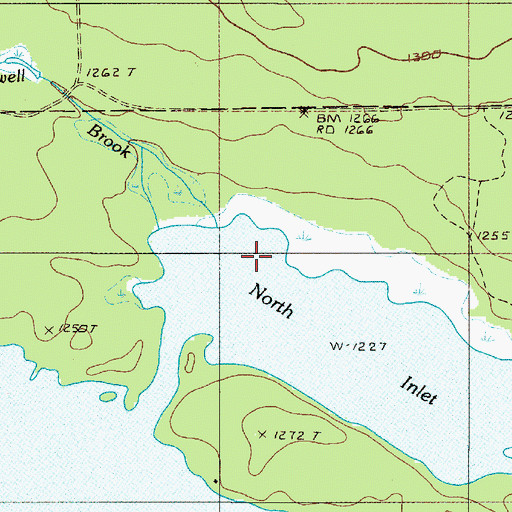 Topographic Map of Rowell Brook, ME