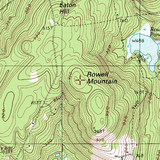 Topographic Map of Rowell Mountain, ME
