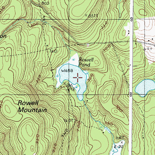 Topographic Map of Rowell Pond, ME