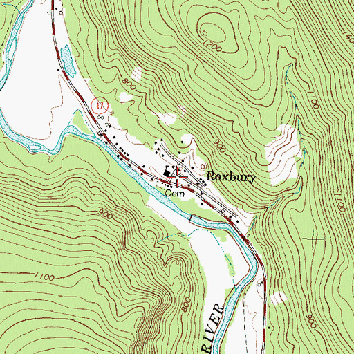 Topographic Map of Roxbury, ME