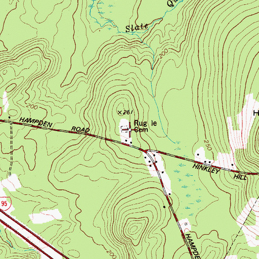 Topographic Map of Rug le Cemetery, ME