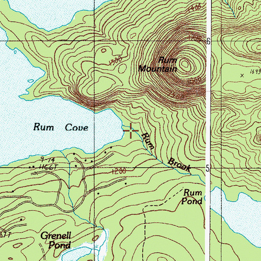 Topographic Map of Rum Brook, ME