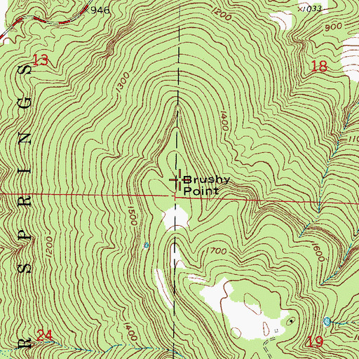 Topographic Map of Brushy Point, AR