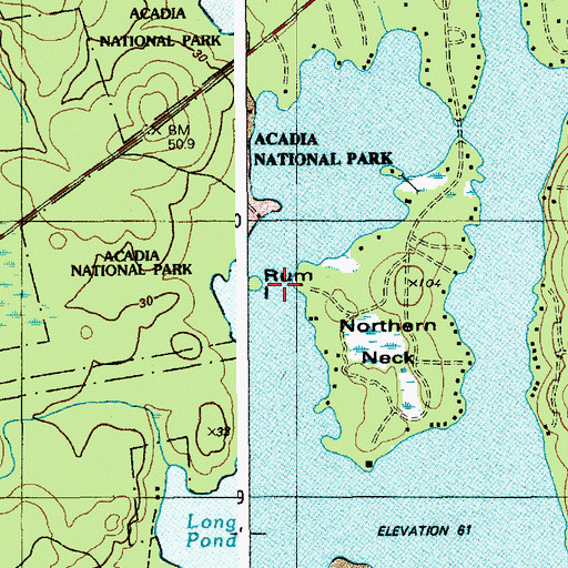Topographic Map of Rum Island, ME