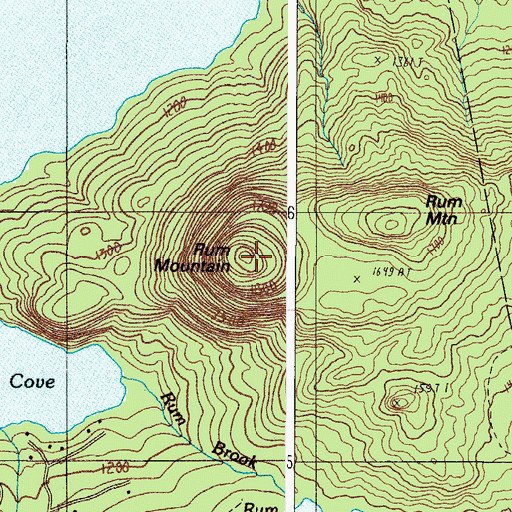 Topographic Map of Rum Mountain, ME