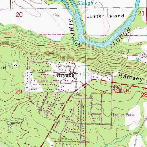Topographic Map of Bryant, AR