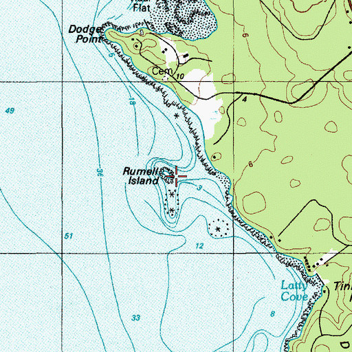Topographic Map of Rumell Island, ME
