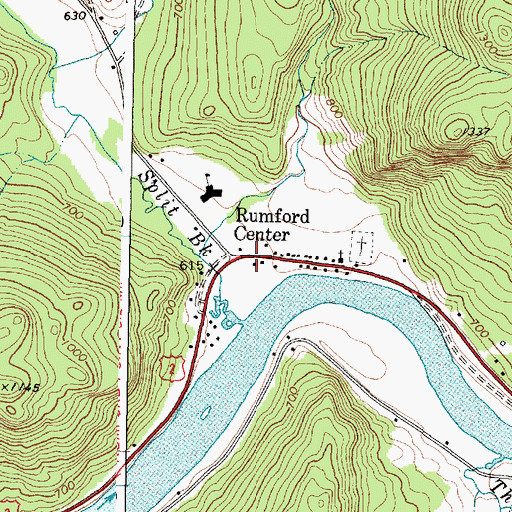 Topographic Map of Rumford Center, ME