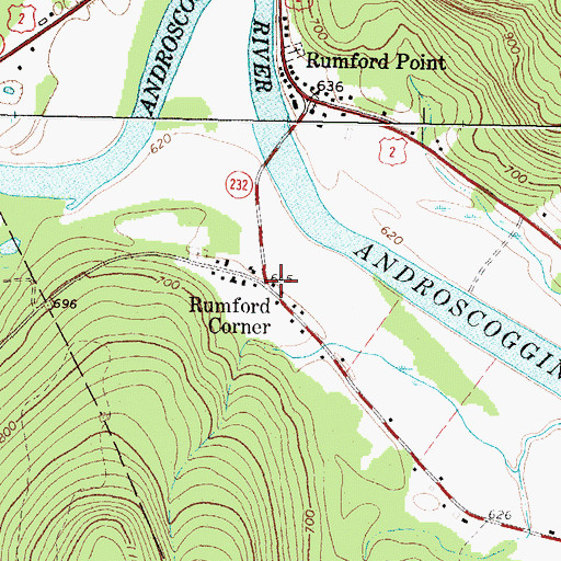 Topographic Map of Rumford Corner, ME