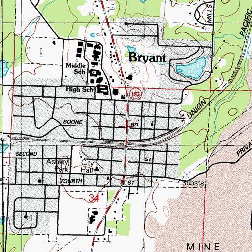 Topographic Map of Bryant, AR