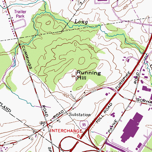 Topographic Map of Running Hill, ME