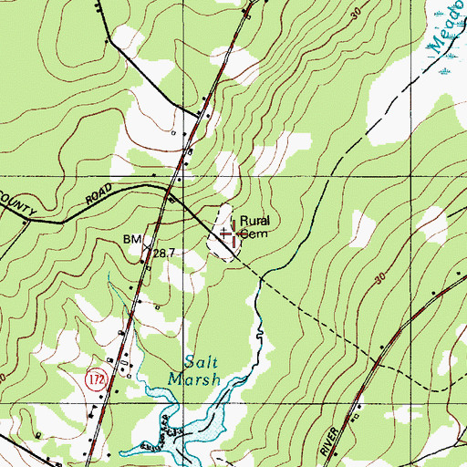 Topographic Map of Rural Cemetery, ME