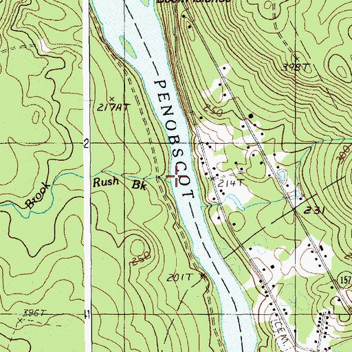 Topographic Map of Rush Brook, ME