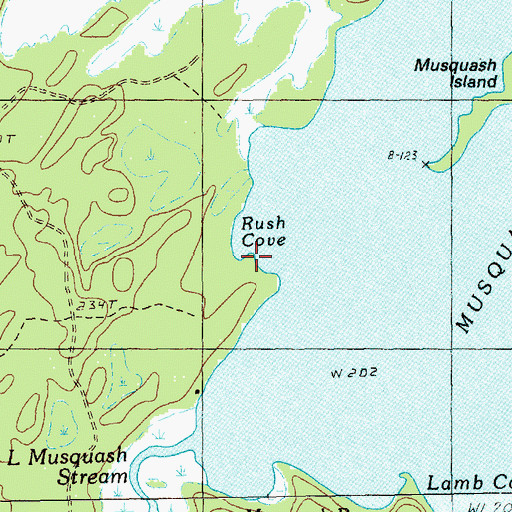 Topographic Map of Rush Cove, ME
