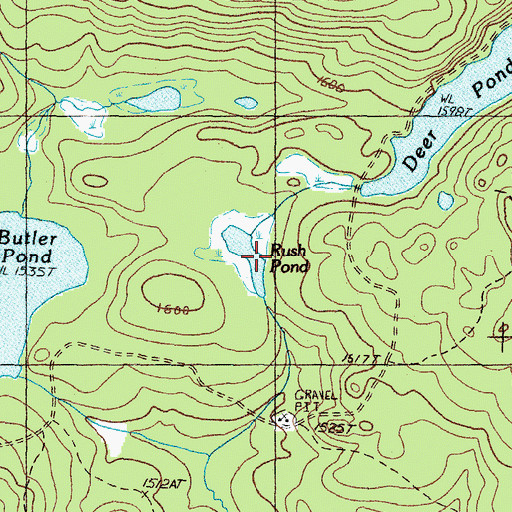 Topographic Map of Rush Pond, ME