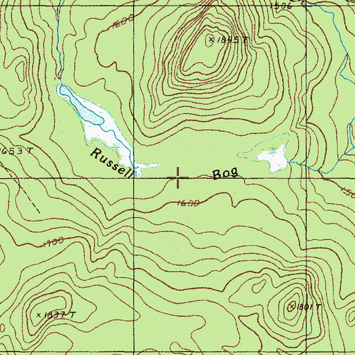 Topographic Map of Russell Bog, ME