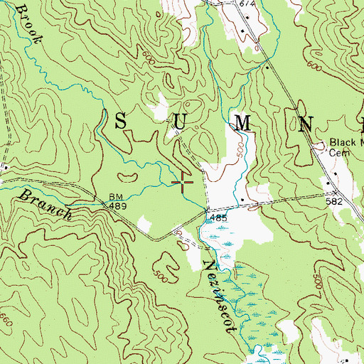 Topographic Map of Russell Brook, ME