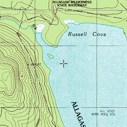 Topographic Map of Russell Brook, ME