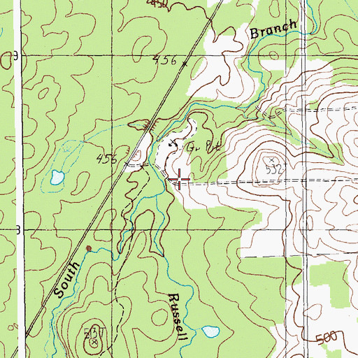 Topographic Map of Russell Brook, ME