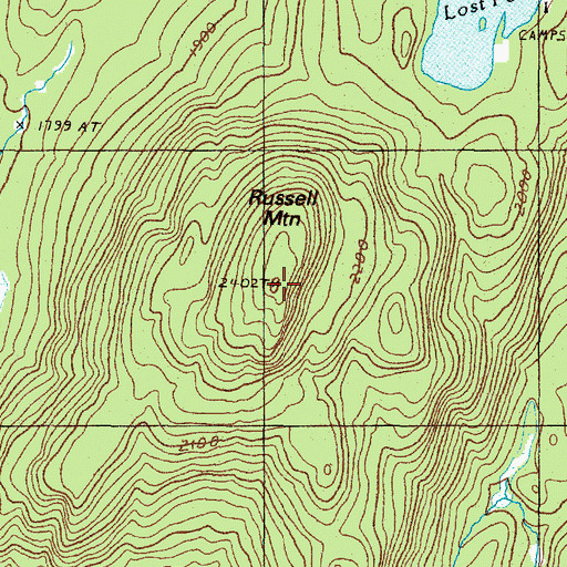Topographic Map of Russell Mountain, ME