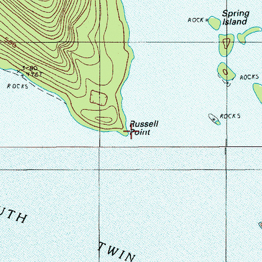 Topographic Map of Russell Point, ME