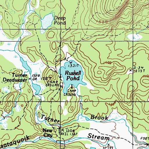 Topographic Map of Russell Pond, ME