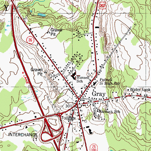 Topographic Map of Russell School, ME