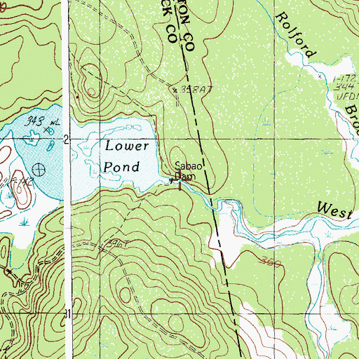 Topographic Map of Lower Sabao Lake Dam, ME