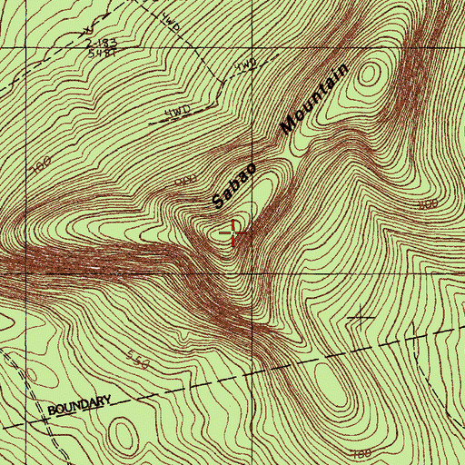 Topographic Map of Sabao Mountain, ME