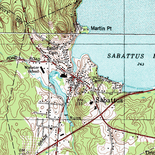 Topographic Map of Sabattus, ME
