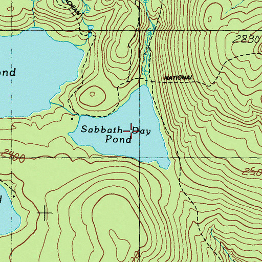 Topographic Map of Sabbath Day Pond, ME