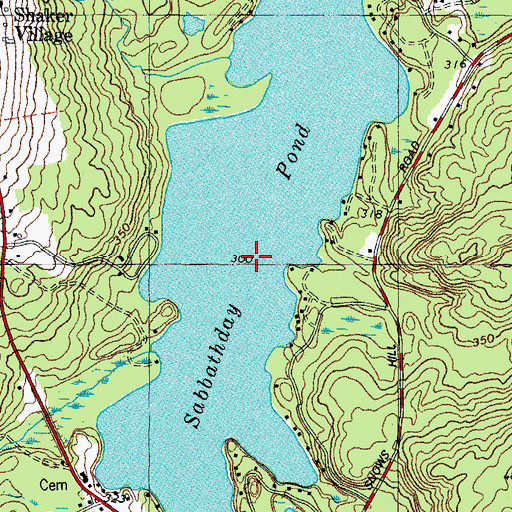 Topographic Map of Sabbathday Pond, ME