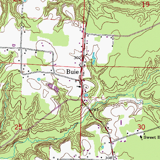 Topographic Map of Buie, AR