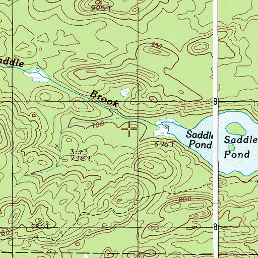 Topographic Map of Saddle Brook, ME