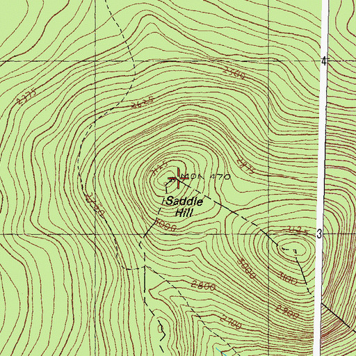 Topographic Map of Saddle Hill, ME
