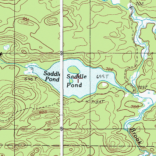Topographic Map of Saddle Pond, ME