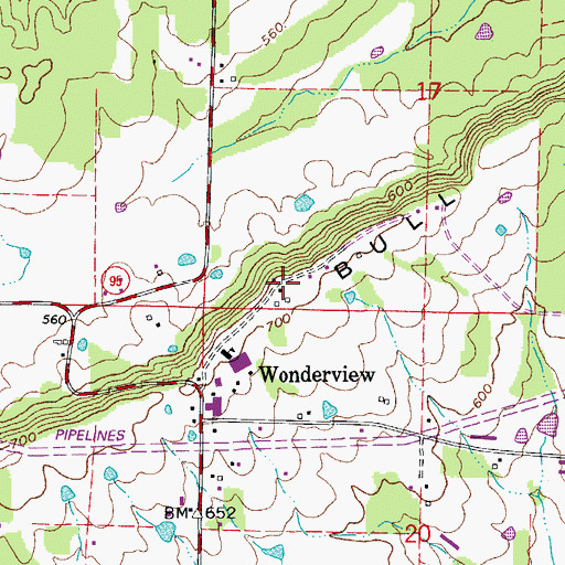Topographic Map of Bull Mountain, AR