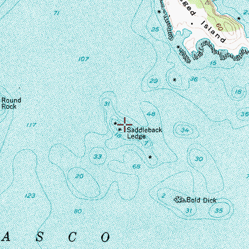 Topographic Map of Saddleback Ledge, ME