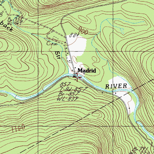 Topographic Map of Saddleback Stream, ME