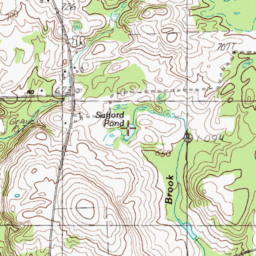Topographic Map of Safford Pond, ME