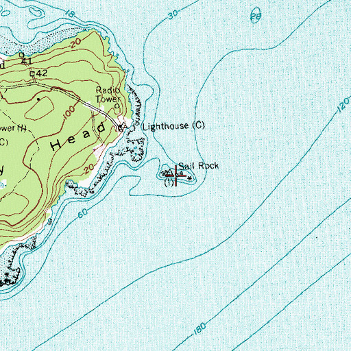 Topographic Map of Sail Rock, ME
