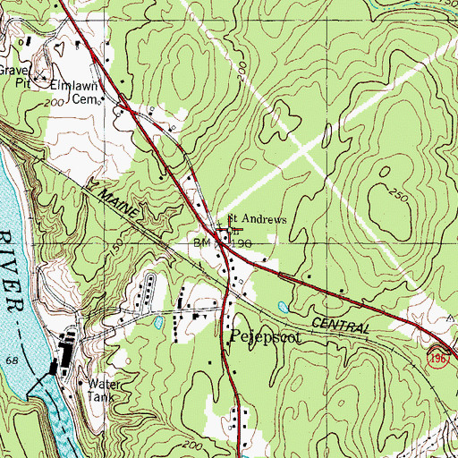 Topographic Map of Saint Andrews Church, ME