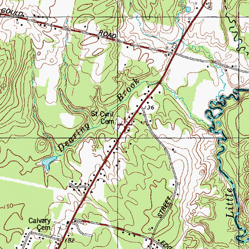 Topographic Map of Saint Cyril Cemetery, ME